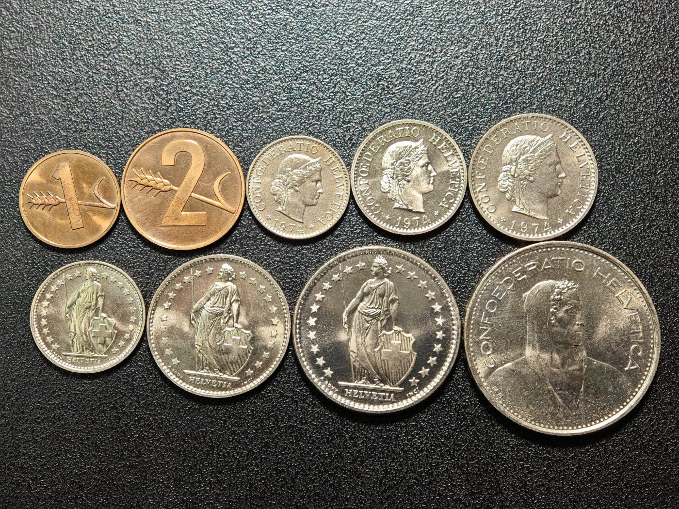 【德藏】世界币章拍卖第154期（拍品征集中~欢迎藏友联系） 9枚 1974年 瑞士套币