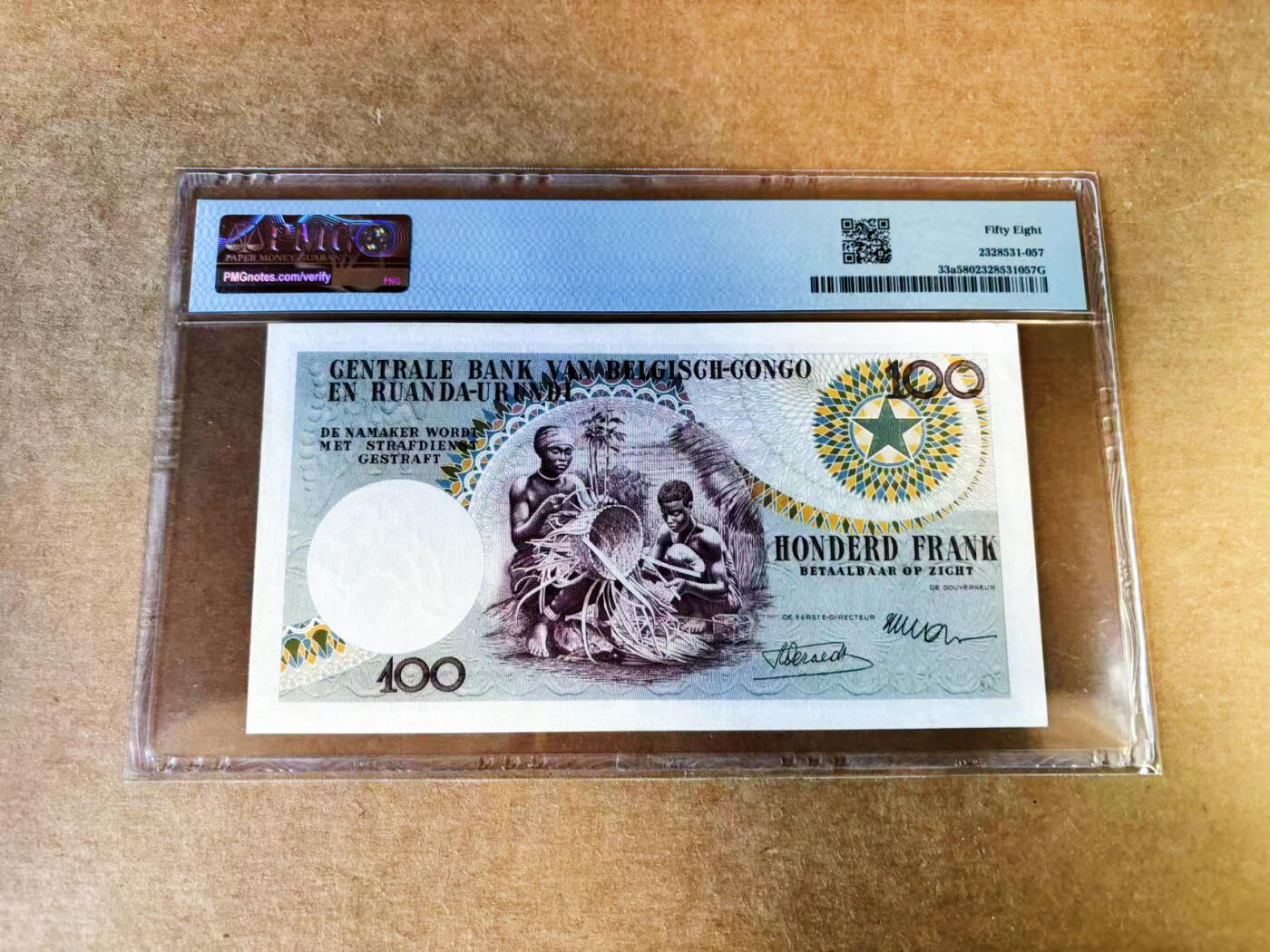 【Blue Auction】世界纸币精拍第753期——18级TOP拍卖/信誉/品质/专业/高效💫  比刚 1956年100法郎 大胡子 雕刻精美 PMG58