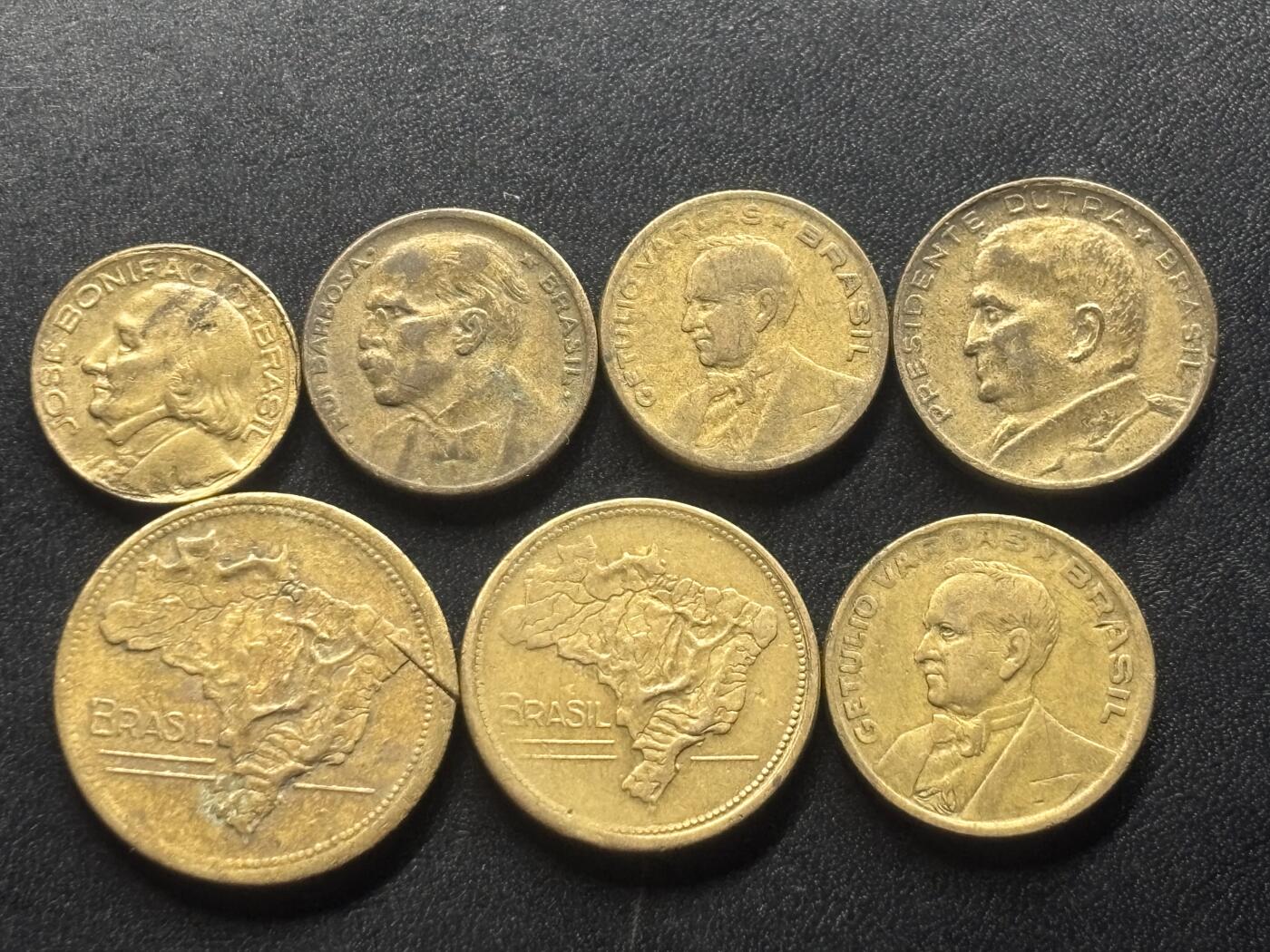 邮泉阁限时拍卖第三十六场 美洲硬币专场（硬币在国外。请付邮费6元。） 巴西1940、50年代7枚