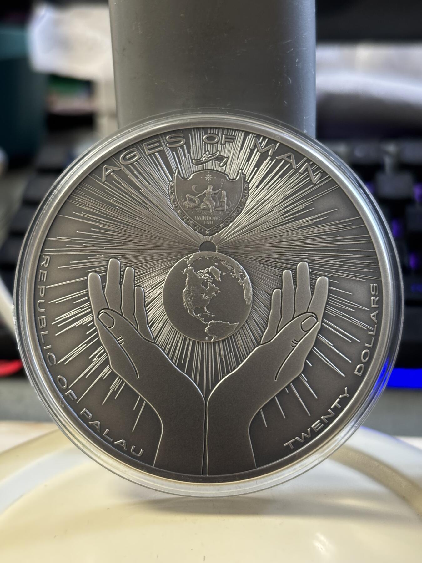 第182期拍卖 帕劳2021年人类创造世界系列1阿兹特克五太阳3盎司银币，999银，发行333枚