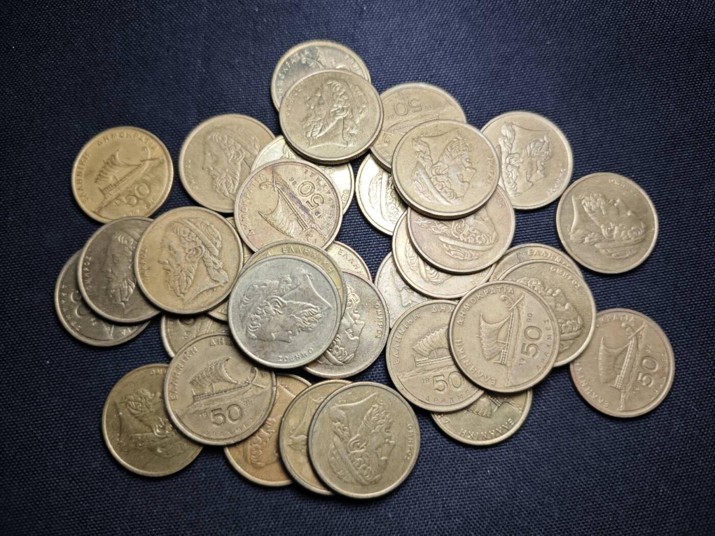 KK钱币收藏小铺 （套币 好品/批量散币 银币）专场  2月预留时间 周末发货  希腊50德拉克马一组34枚