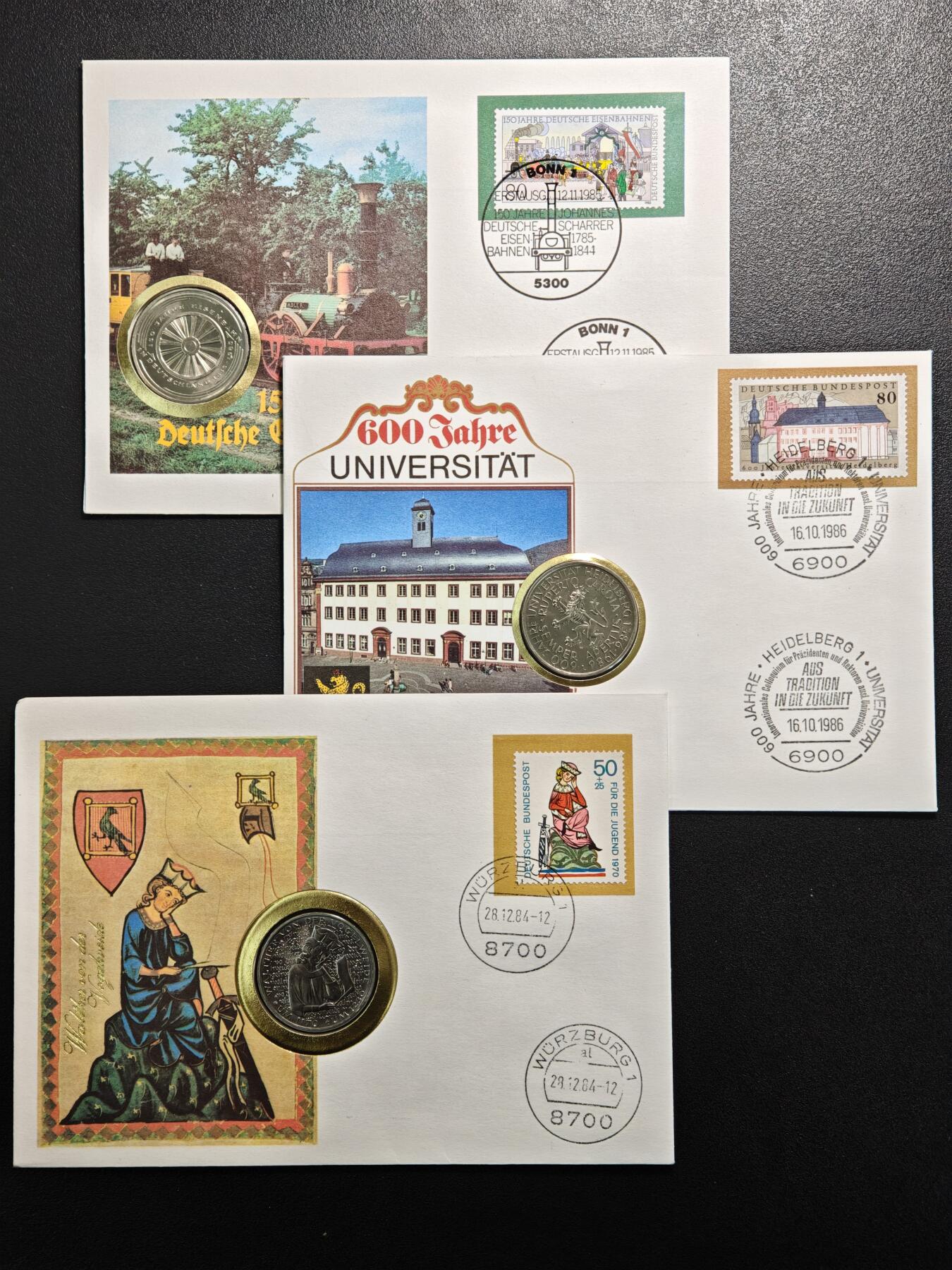 【德藏】世界币章拍卖第154期（拍品征集中~欢迎藏友联系） 3枚一组 德国马克邮币封 装帧精美