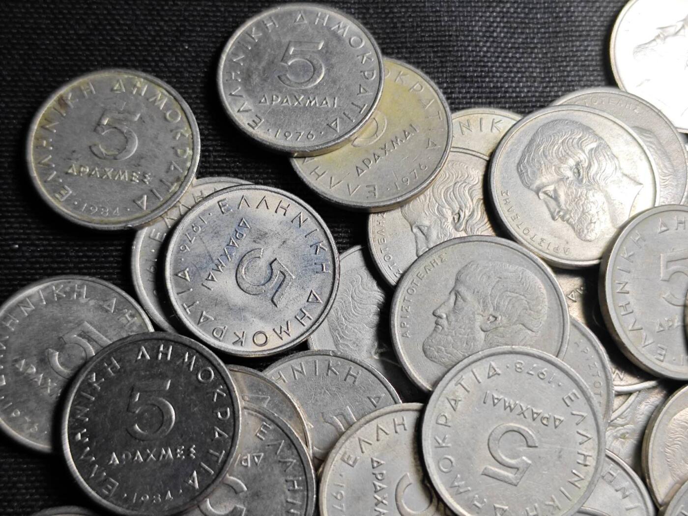 KK钱币收藏小铺 （套币 好品/批量散币 银币）专场  2月预留时间 周末发货  希腊5德拉克马一组100枚！