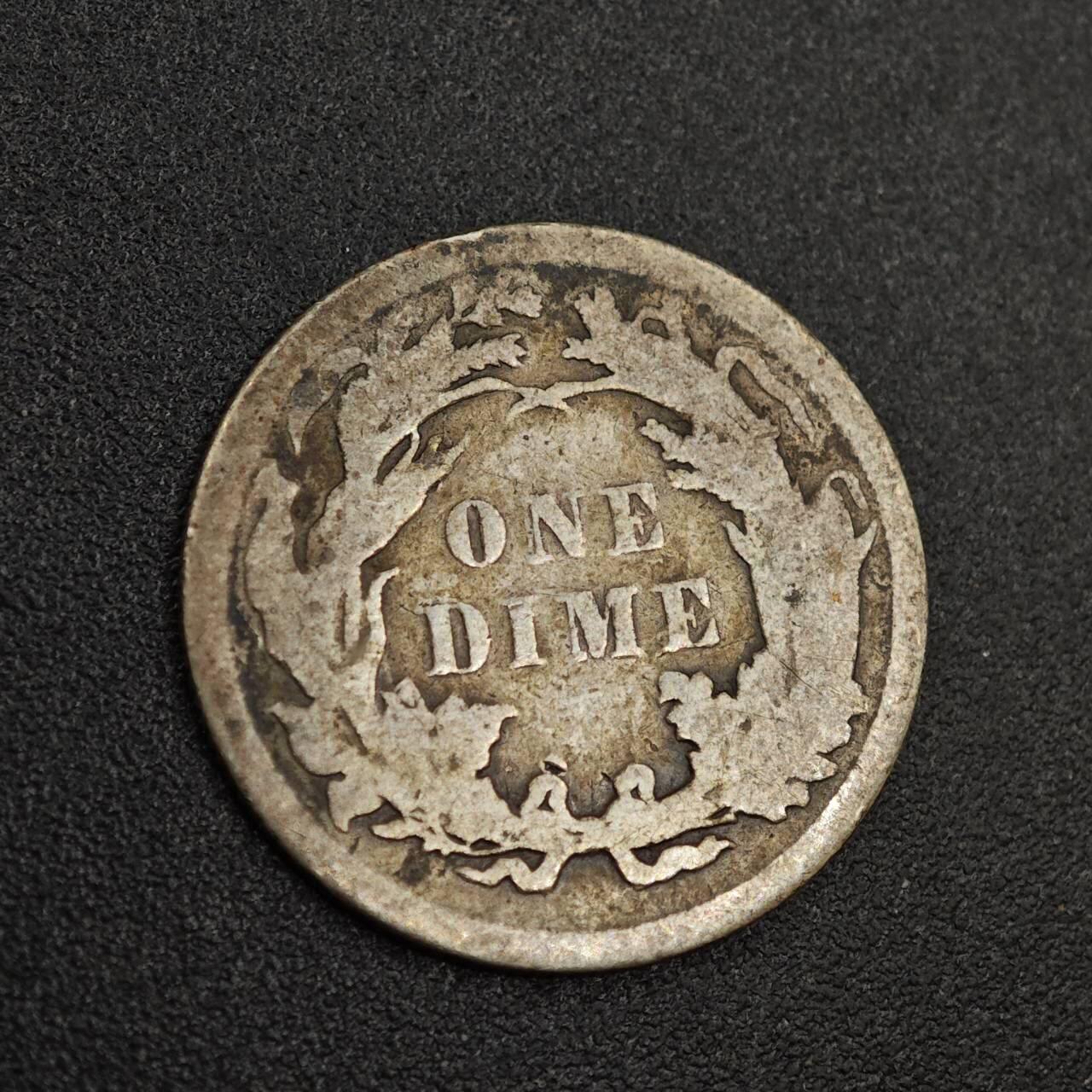 【淘币小摊】实时拍第八百零二拍   散币场   满百包邮可预留二周 每周一统一发货   美国1891年坐人10分银币