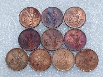 第一海外回流一元起拍收藏 散集专场  第270期 - 土耳其10库鲁斯铜币 10枚 2个版本