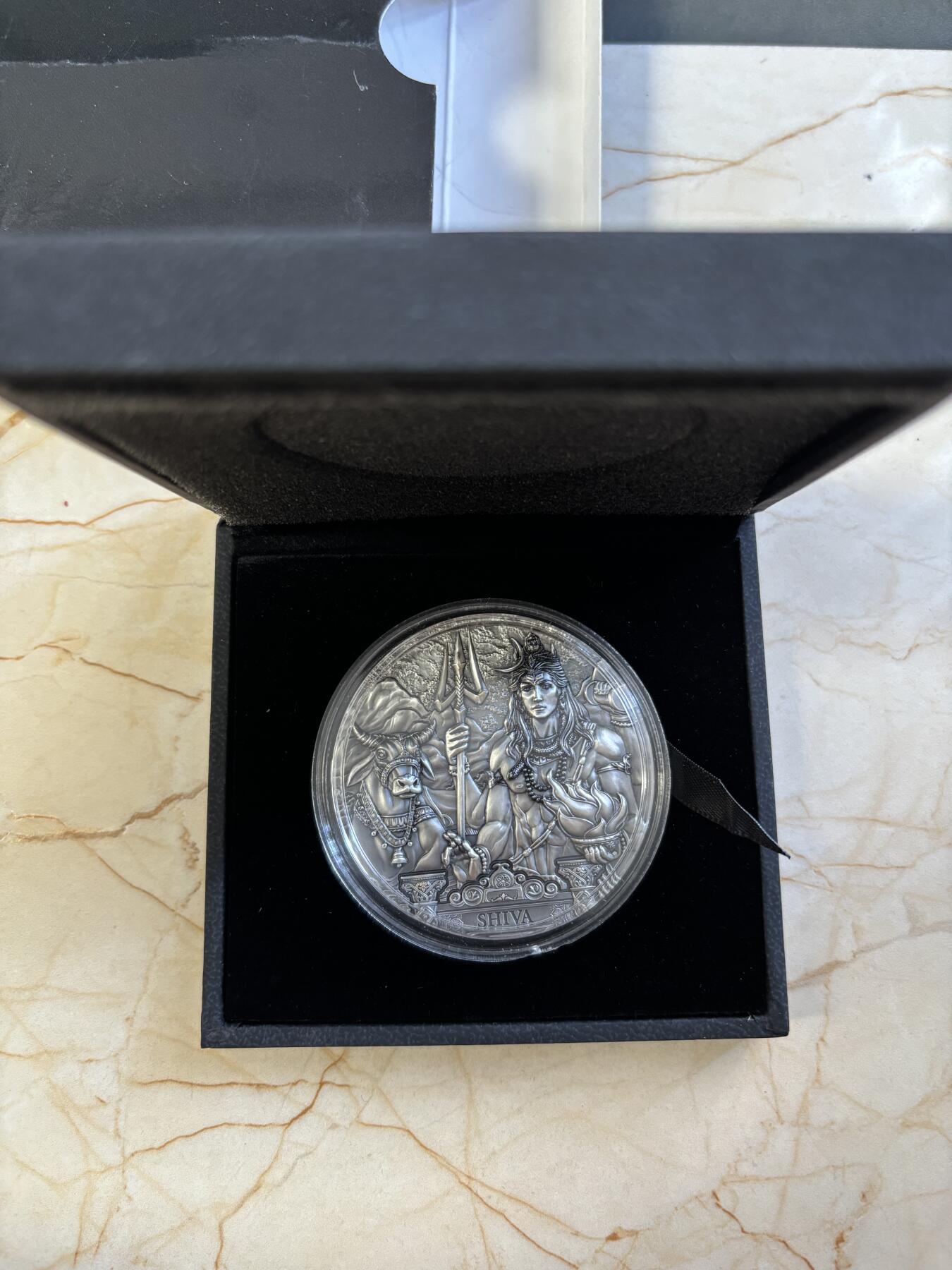 第182期拍卖 库克2020年世界之神系列4湿婆3盎司高浮雕纪念银币，999银，发行333枚
