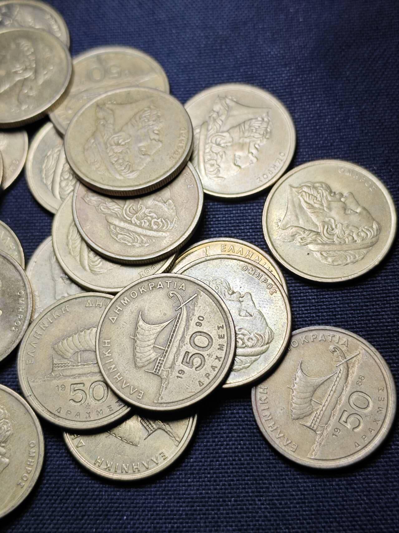 KK钱币收藏小铺 （套币 好品/批量散币 银币）专场  2月预留时间 周末发货  希腊50德拉克马一组34枚