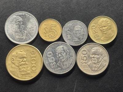 邮泉阁限时拍卖第三十六场 美洲硬币专场（硬币在国外。请付邮费6元。） - 墨西哥1980年代7枚