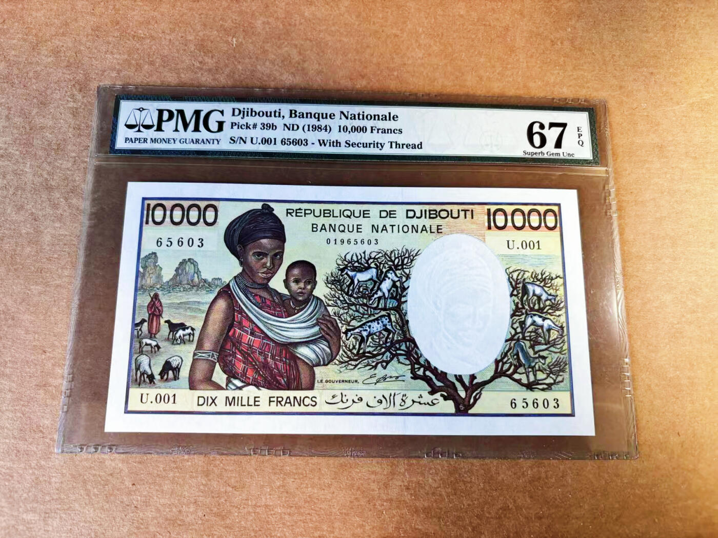 【Blue Auction】世界纸币精拍第753期——18级TOP拍卖/信誉/品质/专业/高效💫 【无47】吉布提 1984年10000法郎 羊上树 PMG67EPQ 高分老壳
