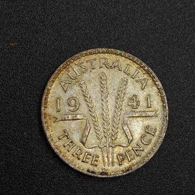 【淘币小摊】实时拍第八百零二拍   散币场   满百包邮可预留二周 每周一统一发货   - 澳大利亚1941年乔治六世3便士银币