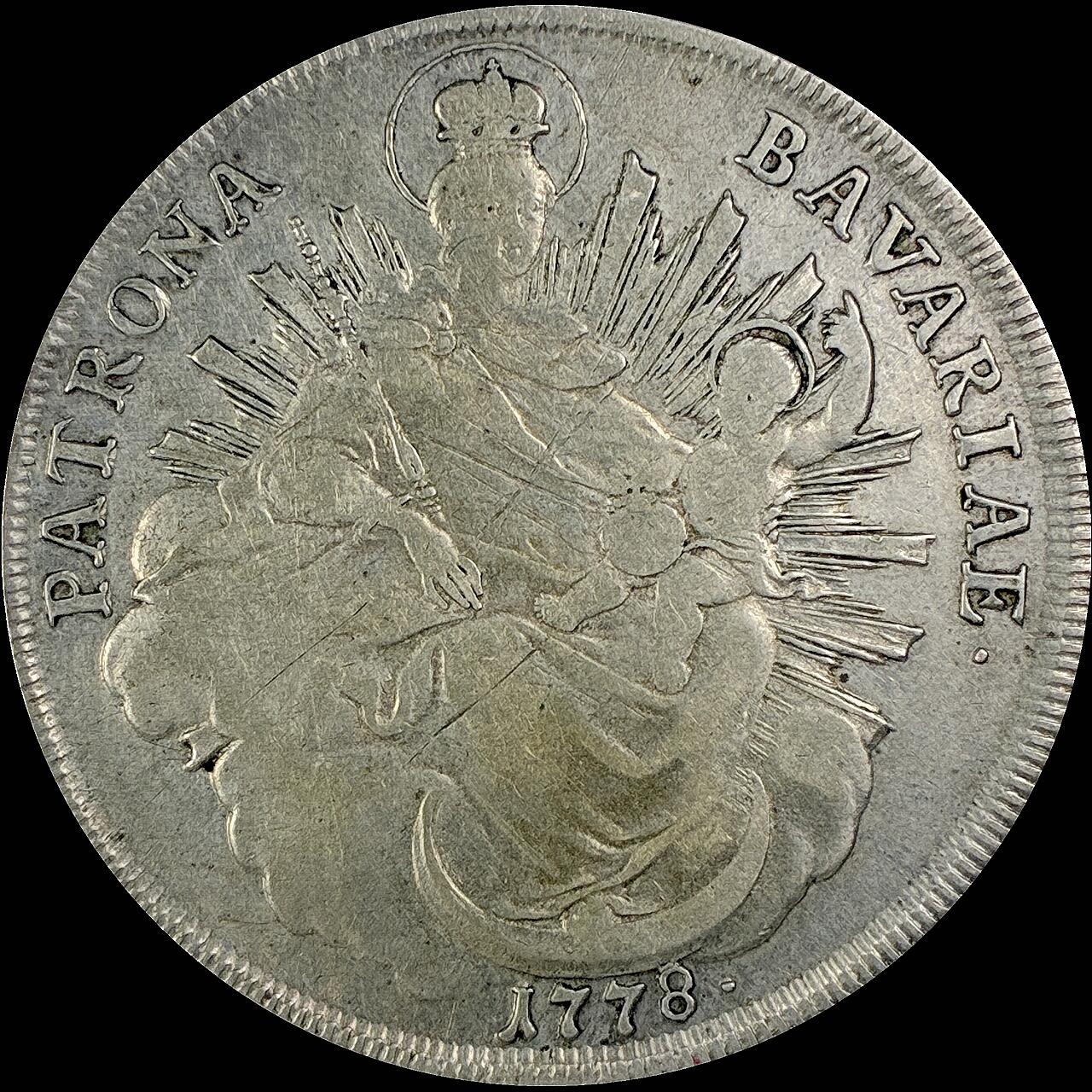 【雨安】【直播拍卖】【世界币章115期-裸币】2025-11-21 周五 19:30 保真 [裸币德国] Germany 德国 德意志 1泰勒 Bavaria巴伐利亚 卡尔·特奥多尔.圣母抱婴 版式1 1778年