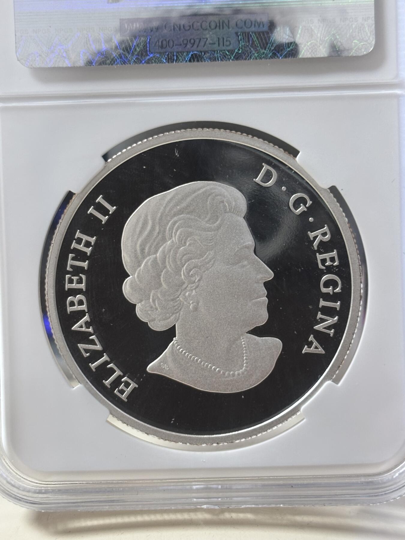 第182期拍卖 加拿大2016年多边几何艺术切割彩色系列驯鹿纪念银币NPGS-CPS保真评级，31.8克，999银