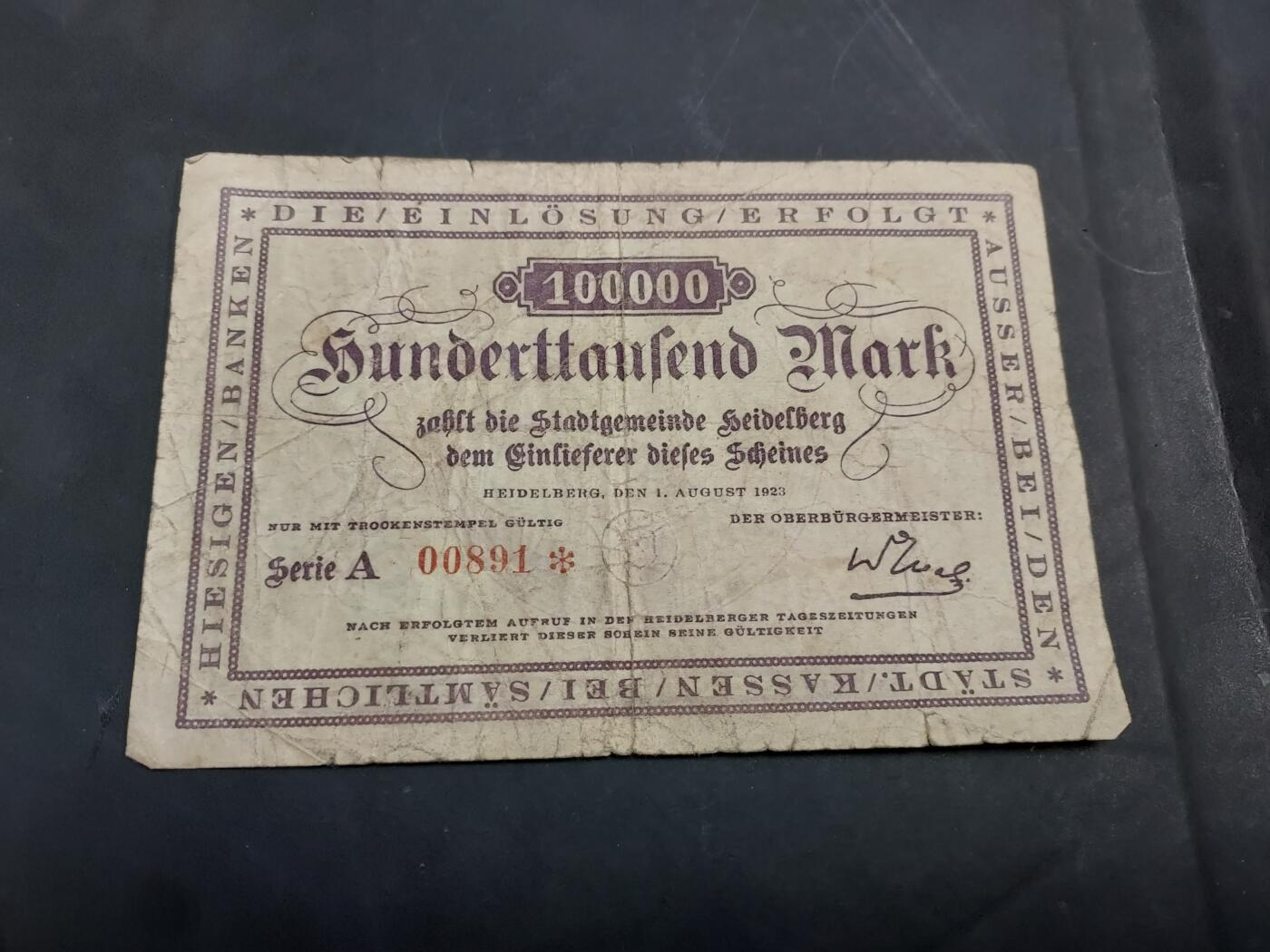 博彦收藏   11月24日 8点 钱币专场 1923 德国100000马克 流通品