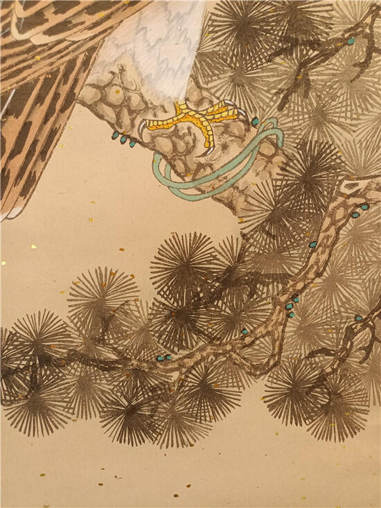 11、王随宁精品工笔国画《高瞻远瞩》中国当代书画艺术协会主席 已手工卷轴装裱 总宽60cm×总高178cm