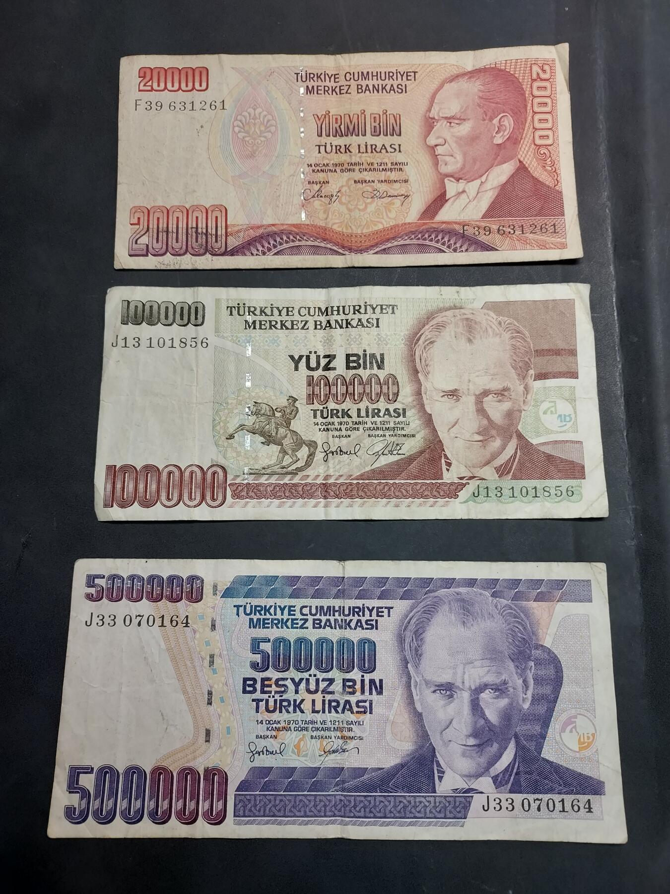 博彦收藏   11月24日 8点 钱币专场 土耳其 纸币3张 流通品