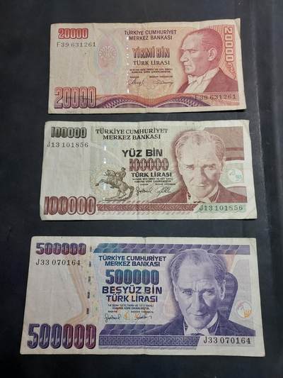 博彦收藏   11月24日 8点 钱币专场 - 土耳其 纸币3张 流通品
