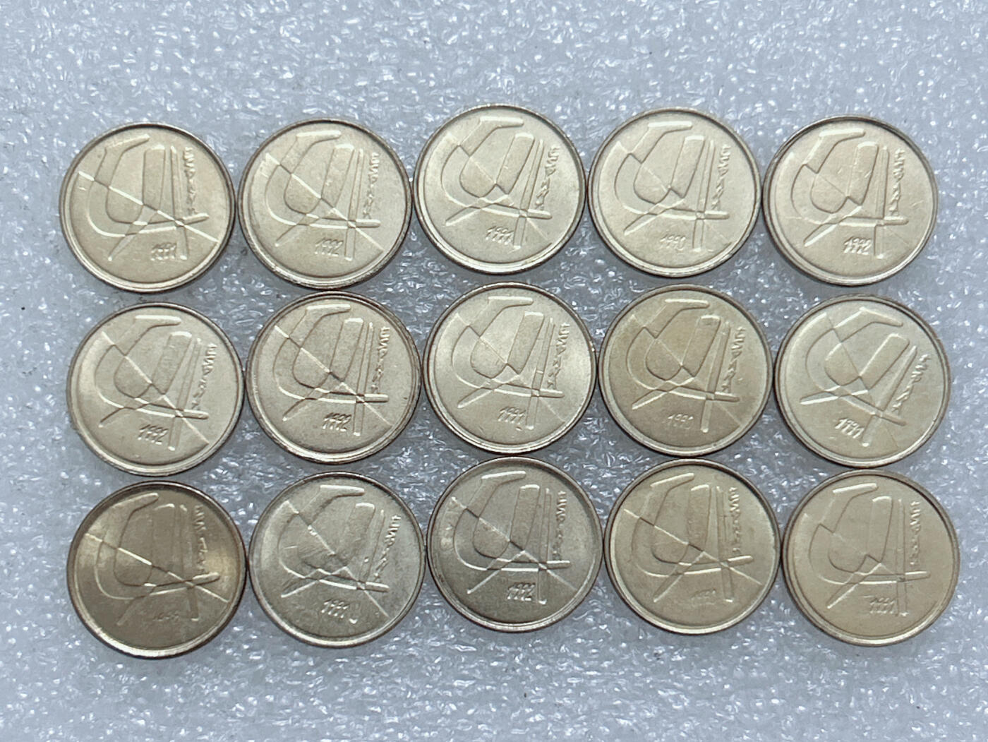 第一海外回流一元起拍收藏 散集专场  第270期 西班牙5比塞塔黄铜币 15枚 原光好品