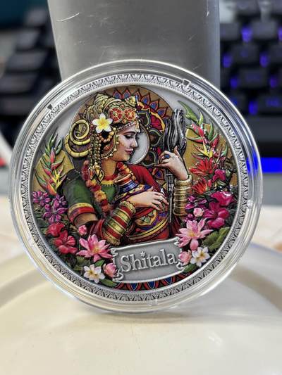 第182期拍卖 - 加纳2022年健康女神系列6希塔拉彩色纪念银币，999银，50克，发行500枚