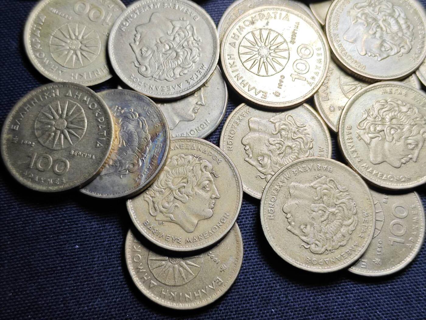 KK钱币收藏小铺 （套币 好品/批量散币 银币）专场  2月预留时间 周末发货  希腊100德拉克马一组32枚！