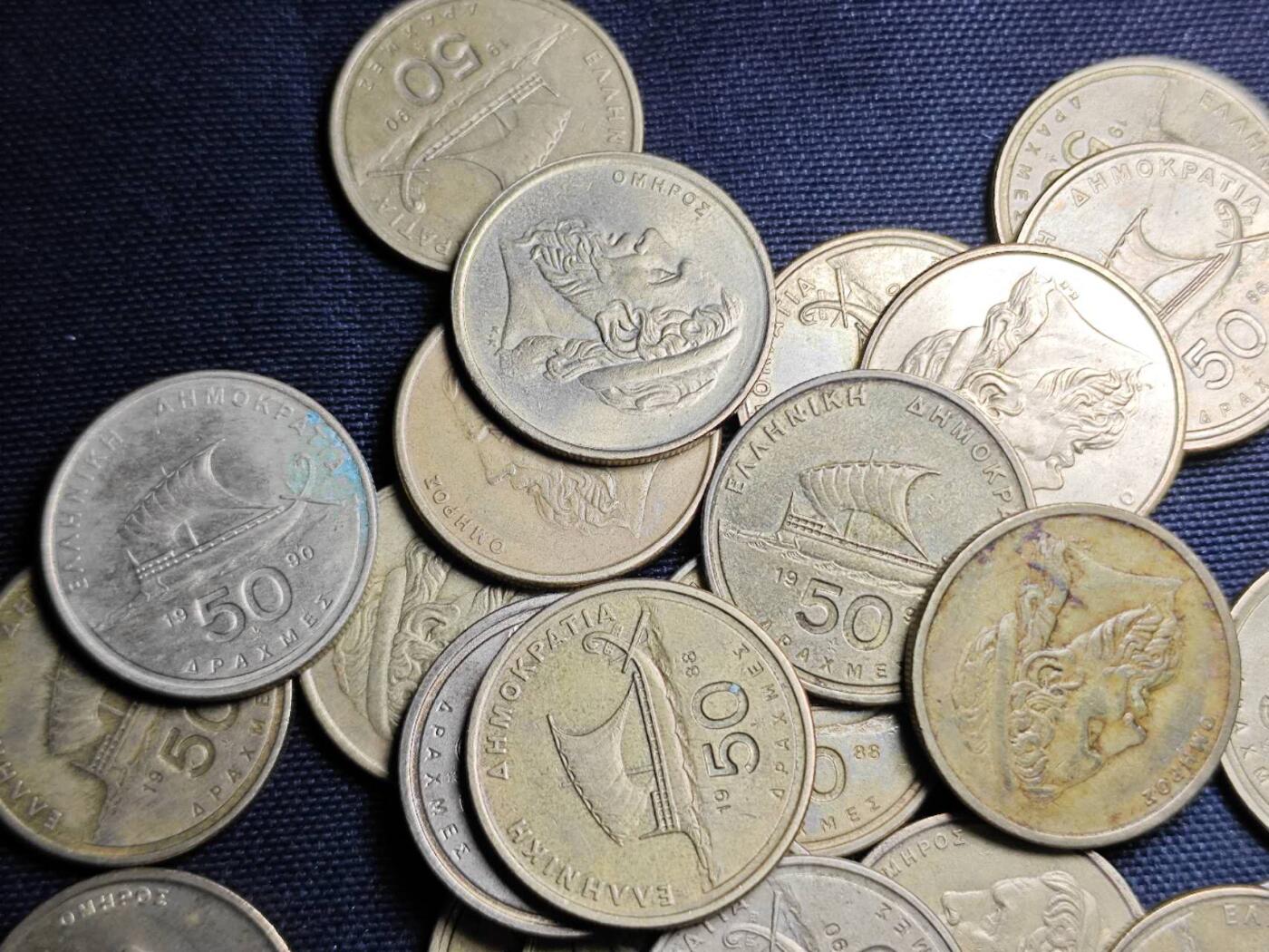 KK钱币收藏小铺 （套币 好品/批量散币 银币）专场  2月预留时间 周末发货  希腊50德拉克马一组34枚