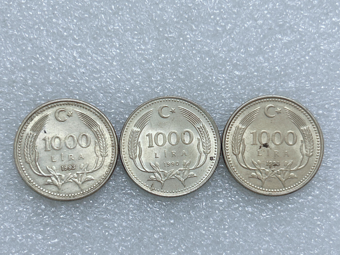 第一海外回流一元起拍收藏 散集专场  第270期 土耳其1000里拉硬币 3枚 原光品