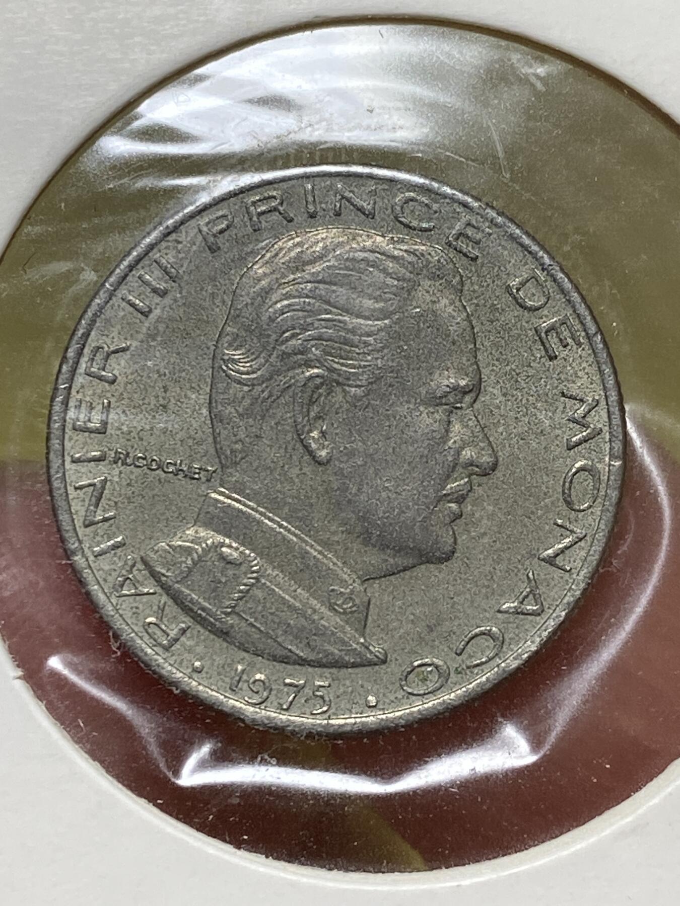 2025年第一百三十一场(总第一百五十七场）外国好品纸夹散币场(免佣金) 摩纳哥🇲🇨1975年1/2法郎(海豚标)