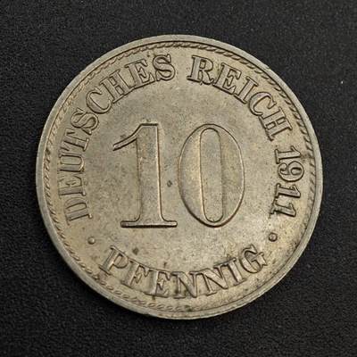 【淘币小摊】实时拍第八百零二拍   散币场   满百包邮可预留二周 每周一统一发货   - 德国1911年10芬妮镍币