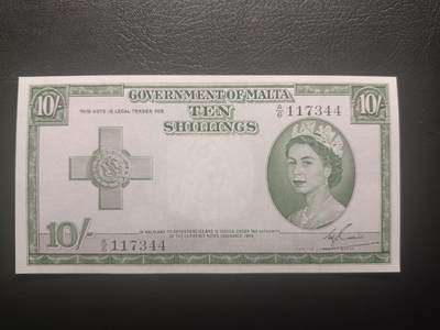 2025十一月第五期，总第203期 - 英属马耳他1952版10先令UNC-，大皇冠女王，稀有英属殖民地品种