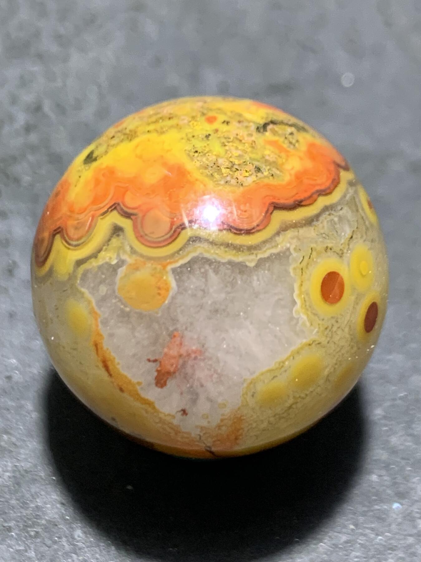 精美高玉化天眼纹冰飘原皮草花纹战国红玛瑙圆珠一个