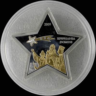 【雨安】【直播拍卖】【世界币章115期-裸币】2025-11-21 周五 19:30 保真 - [现代钱币] Cook Island 库克群岛 5元 2009年 主显节 异形彩银镶嵌银币