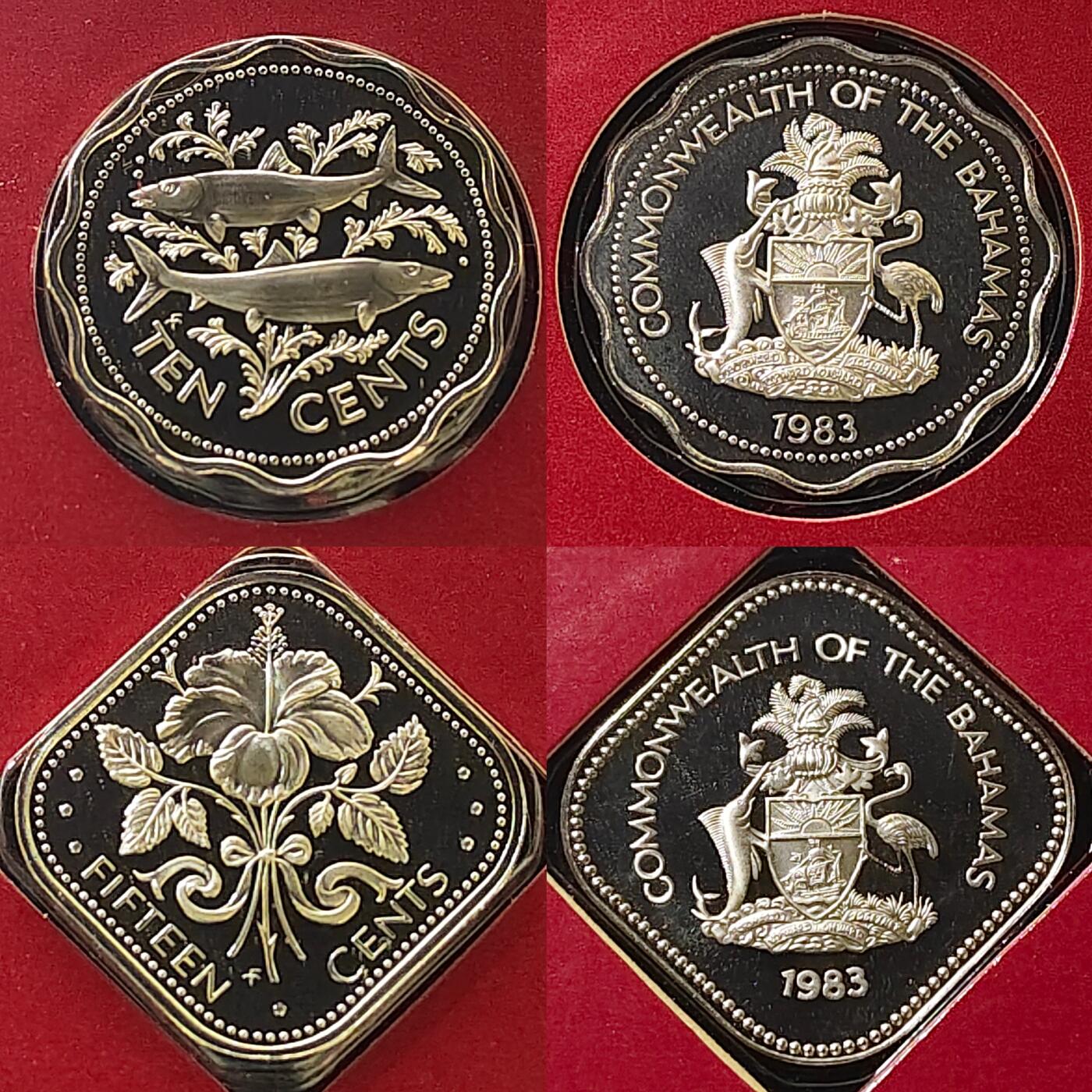 【全场包邮】纯粹捡漏拍479场（免费代拍第16场） 【稀少】巴哈马群岛1983年独立十周年纪念版官方精制套币-盒证全-量1009