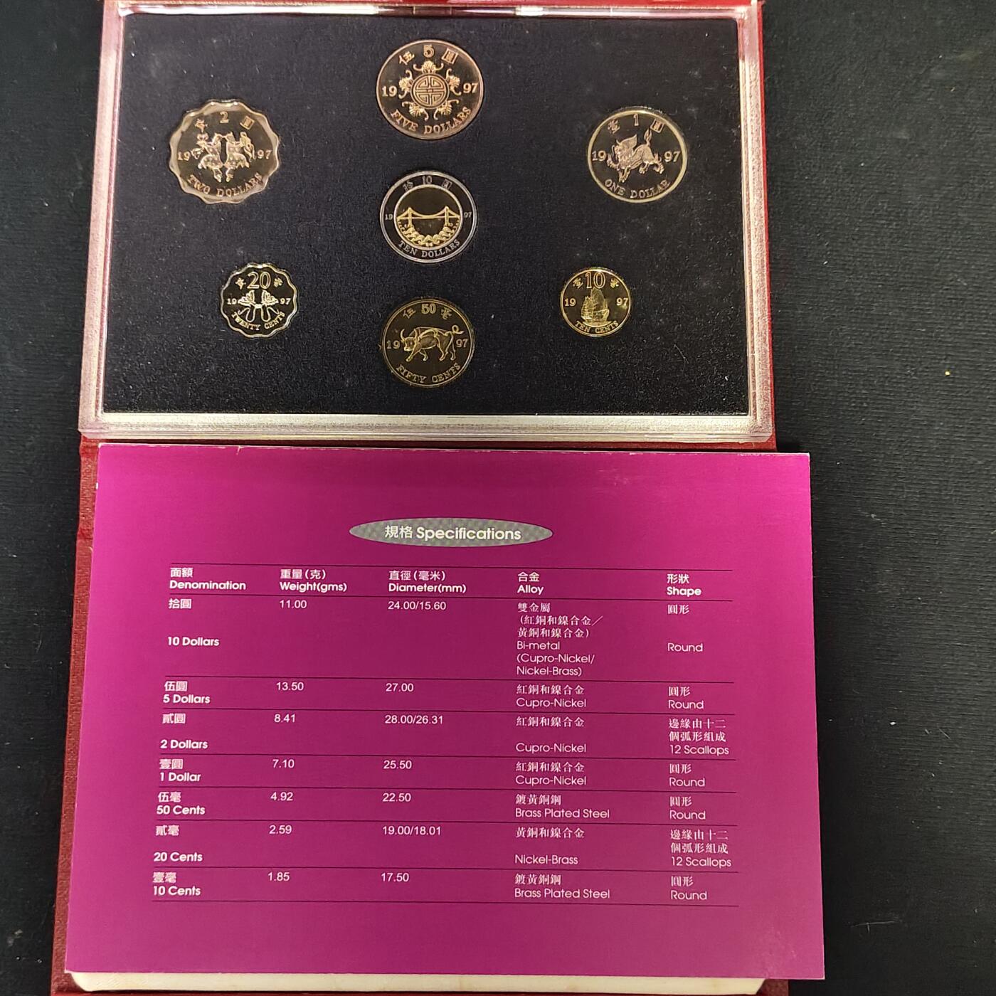 【全场包邮】纯粹捡漏拍479场（免费代拍第16场） 香港1997年回归纪念版官方精制套币-盒证全