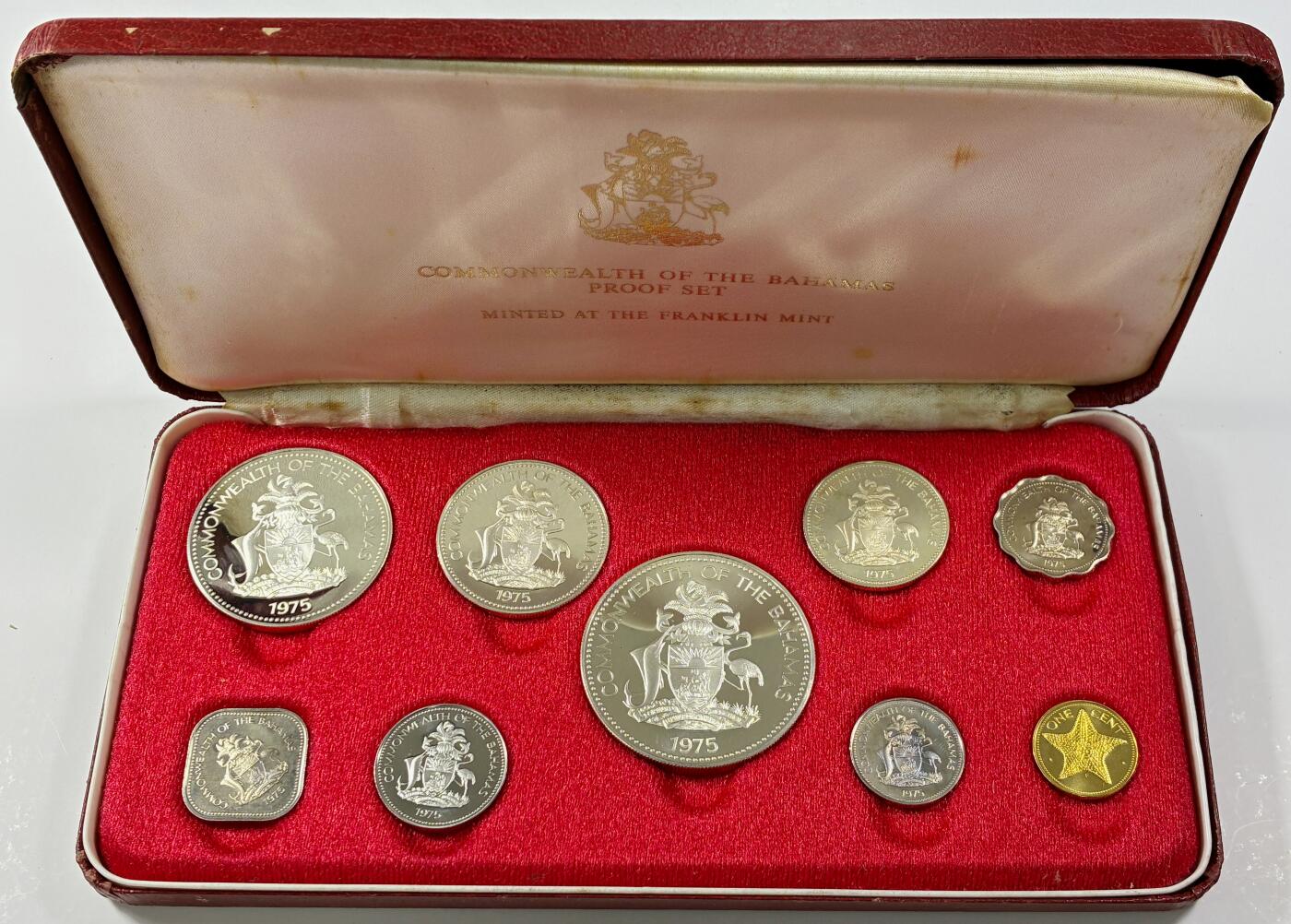 【雨安】【直播拍卖】【世界币章115期-裸币】2025-11-21 周五 19:30 保真 [现代套币] Bahamas 巴哈马 套币 精制套币 1974年 含纯银约90克