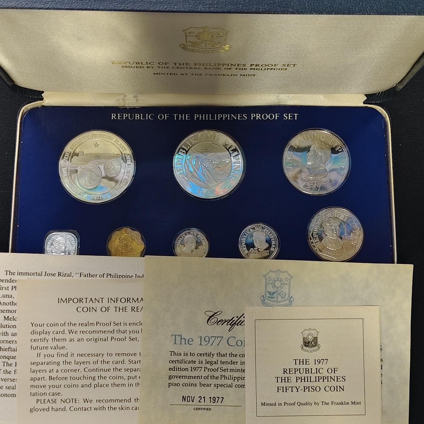 【全场包邮】纯粹捡漏拍479场（免费代拍第16场） 菲律宾1977年官方精制套币-盒证全