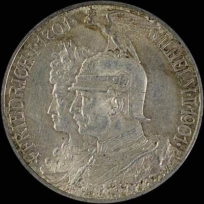 【雨安】【直播拍卖】【世界币章115期-裸币】2025-11-21 周五 19:30 保真 - [裸币德国] Germany 德国 帝国 普鲁士 2马克 (1901) 建国 1901年 UNC