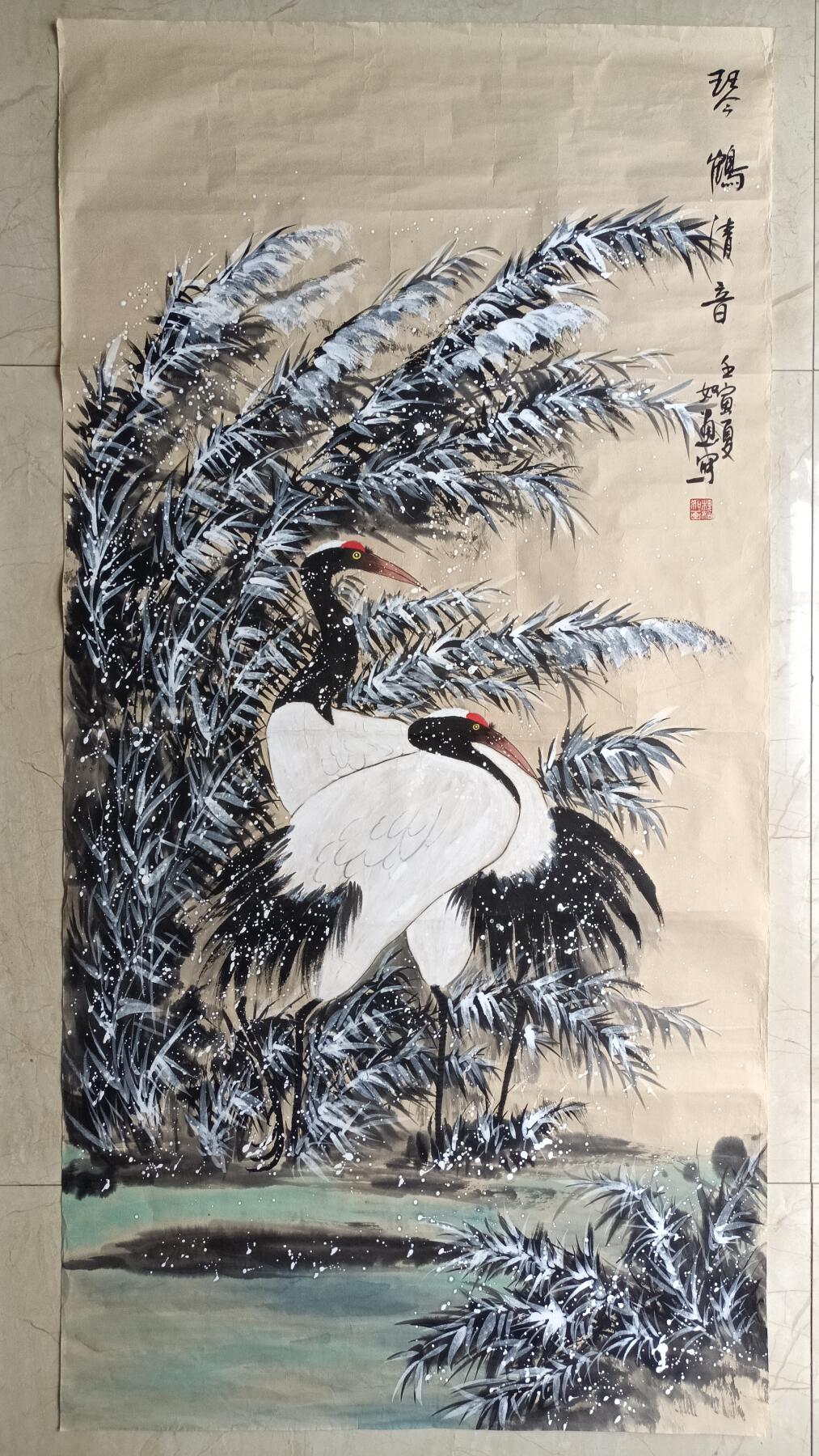 6、魏如画国画《琴鹤清音》137×69