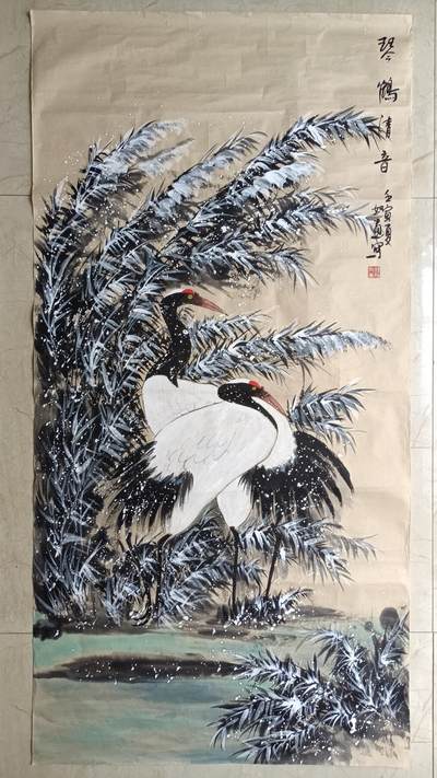 6、魏如画国画《琴鹤清音》137×69 - 6、魏如画国画《琴鹤清音》137×69