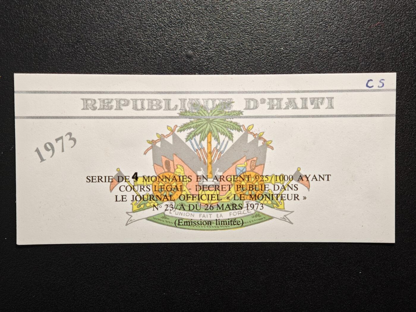 【德藏】世界币章拍卖第154期（拍品征集中~欢迎藏友联系） 1973年 海地精制纪念套币 原册