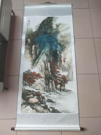 字画专场 - 陈克永老师手绘《福山秀水》。已装裱，170*72cm。