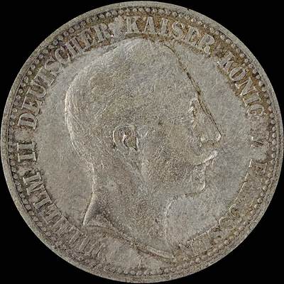 【雨安】【直播拍卖】【世界币章115期-裸币】2025-11-21 周五 19:30 保真 - [裸币德国] Germany 德国 帝国 普鲁士 2马克 (1891-1912) 威廉二世 1905年