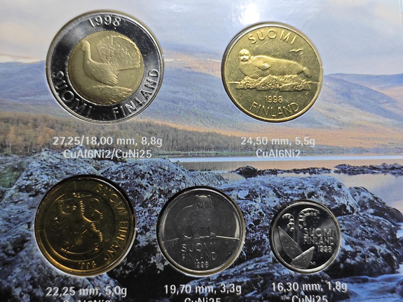 KK钱币收藏小铺 （套币 好品/批量散币 银币）专场  2月预留时间 周末发货  1998芬兰清年套币 带人物纪念章