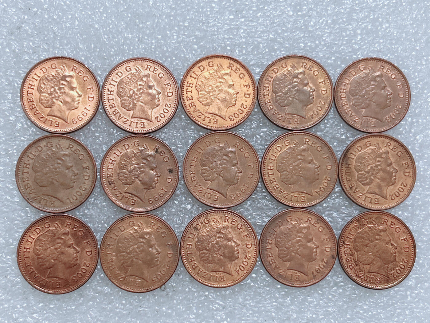 第一海外回流一元起拍收藏 散集专场  第270期 英国1便士硬币 15枚 老年女王版