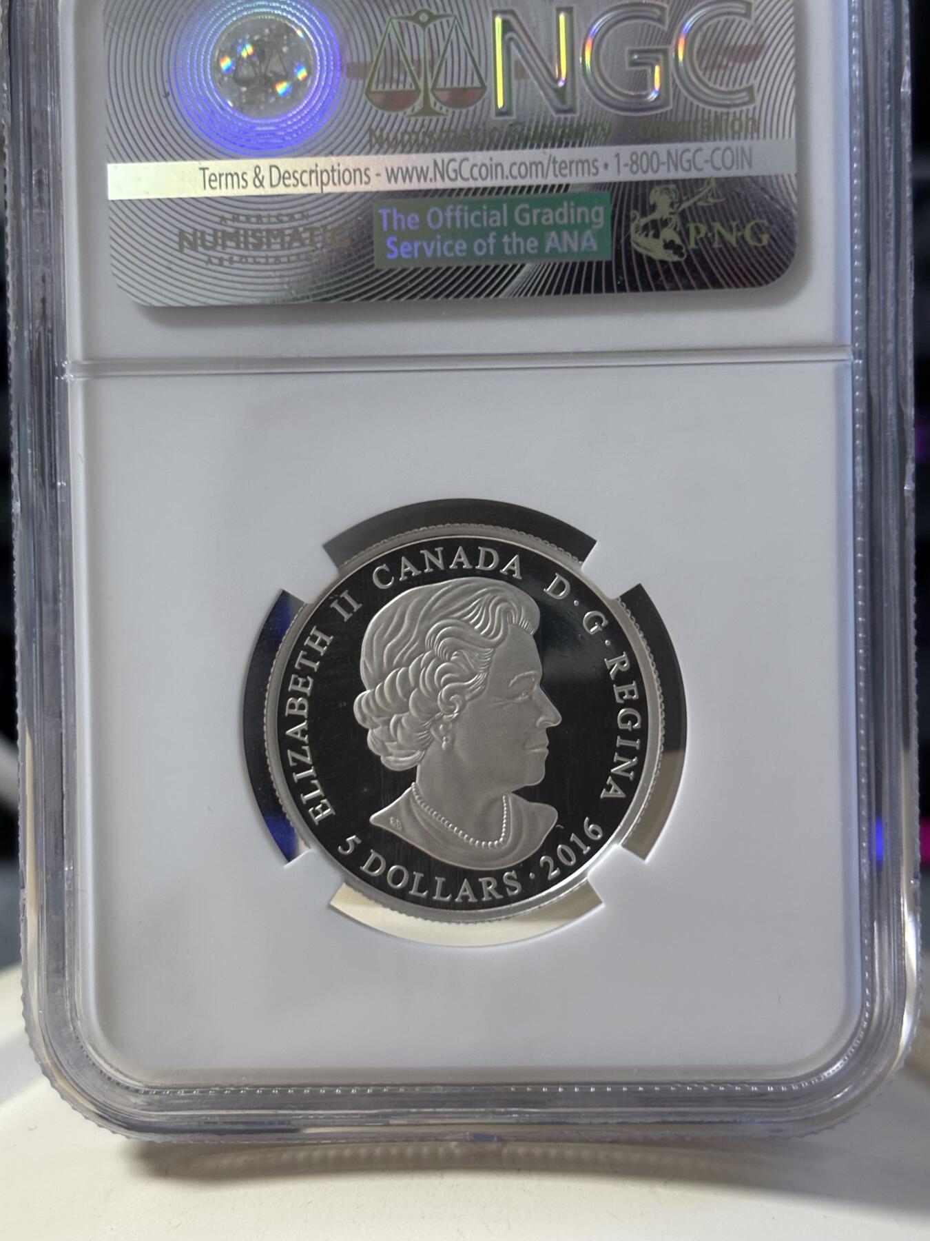 第182期拍卖 加拿大2016年幸运石系列11月锆石纪念银币NGC-PF70，9999银，7.96克