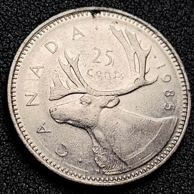 泉币菌-第135场-精品福利场 - 高币值 加拿大1985年1/4加拿大元 伊丽莎白二世 驯鹿 24mm 