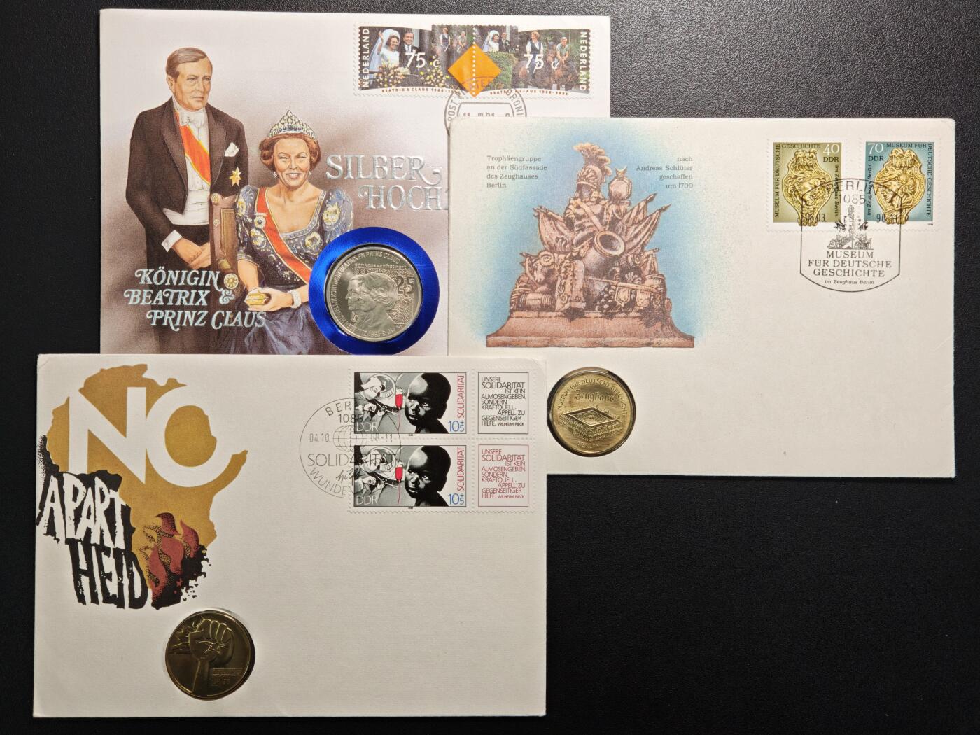 【德藏】世界币章拍卖第154期（拍品征集中~欢迎藏友联系） 3枚一组 德国及荷兰邮币封 装帧精美