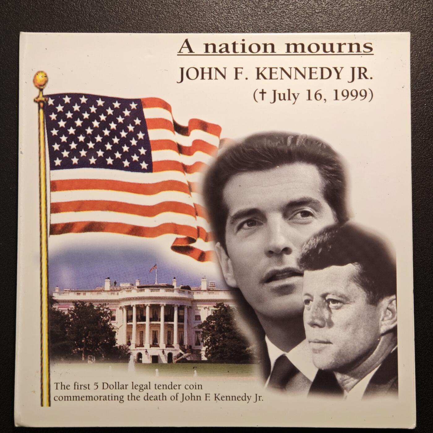 【德藏】世界币章拍卖第154期（拍品征集中~欢迎藏友联系） 1999年 利比里亚纪念美国律师小约翰·菲茨杰拉德·肯尼迪(美国前总统约翰·肯尼迪之子)5元镍币 原册