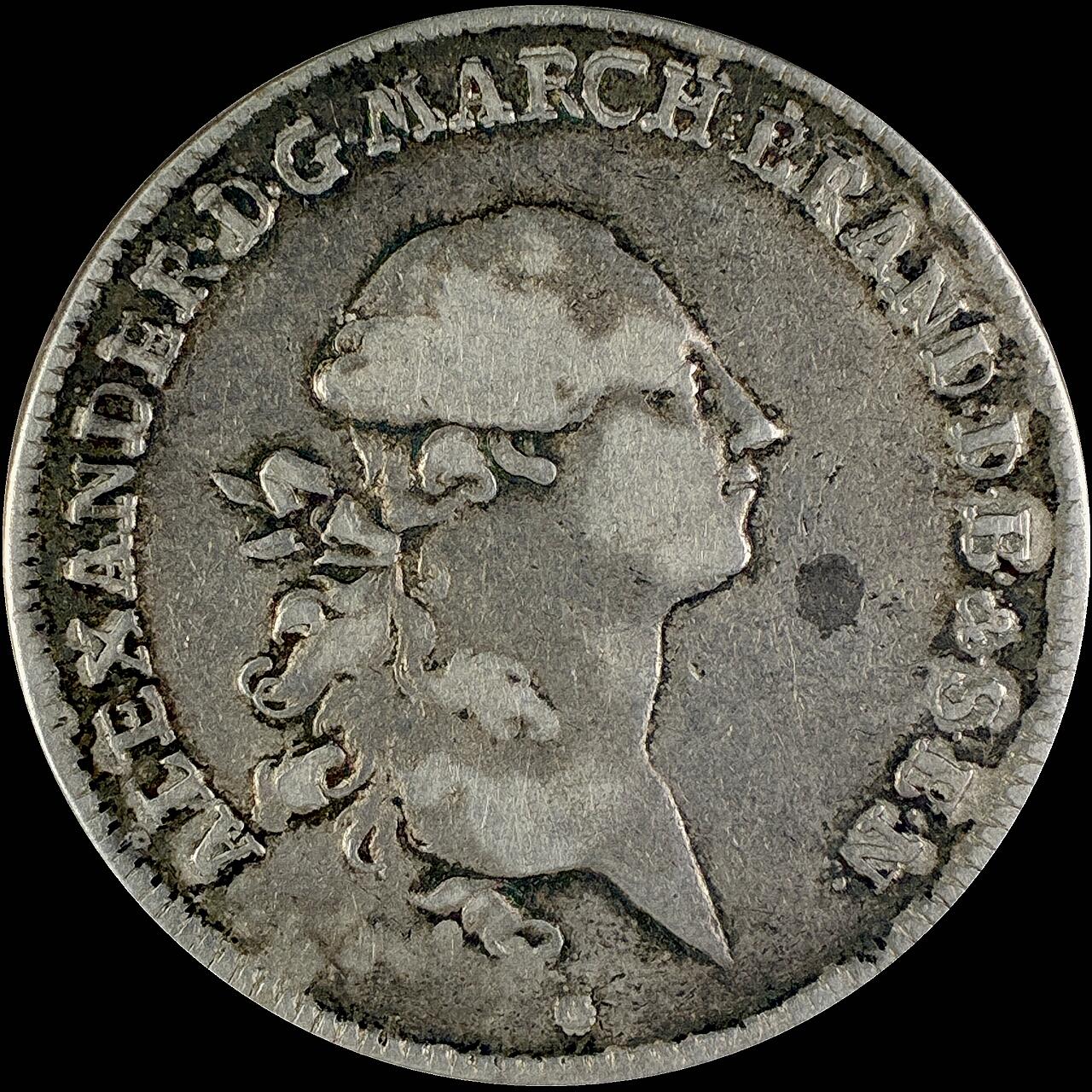 【雨安】【直播拍卖】【世界币章115期-裸币】2025-11-21 周五 19:30 保真 [裸币德国] Germany 德国 德意志 1泰勒 Brandenburg-Ansbach勃兰登堡-安斯巴赫 KM#0248.1 1769年G//S-WK 少见大泰勒