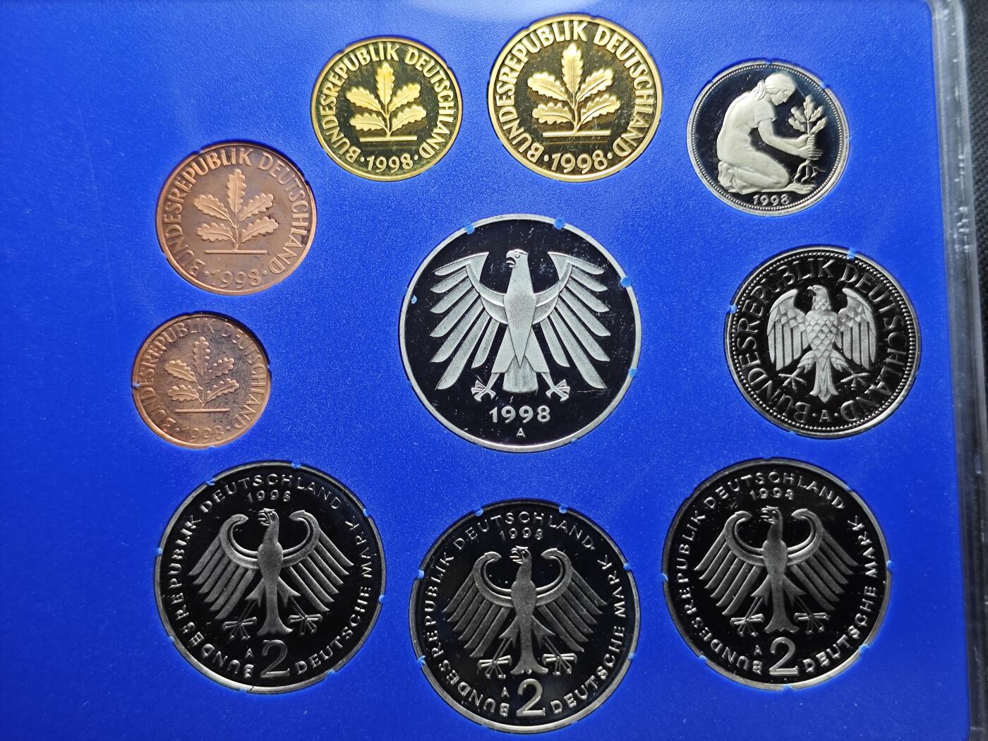 KK钱币收藏小铺 （套币 好品/批量散币 银币）专场  2月预留时间 周末发货  1998德国清年精制套币