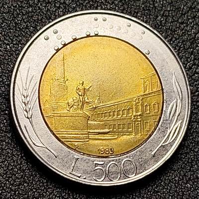 泉币菌-第134场-精品福利场 - 世界第一枚双色硬币 意大利500里拉 26mm
