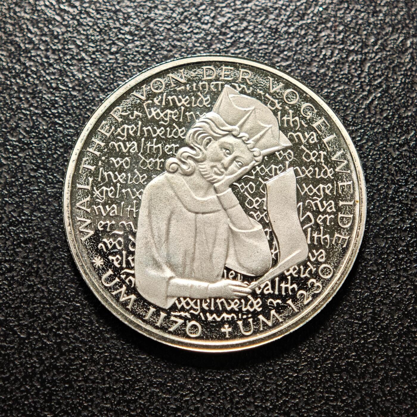 【德藏】世界币章拍卖第154期（拍品征集中~欢迎藏友联系） 1980年 德国诗人沃格尔魏德逝世750周年5马克纪念镍币 直径约：28.9mm；重约：10g